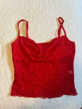 Amazon Red Lace Spaghetti Strap Tank Top